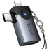 Переходник Hoco UA46D OTG 2in1 Lightning male/Type-C male to USB female – Metal gray. Фото 6 из 6