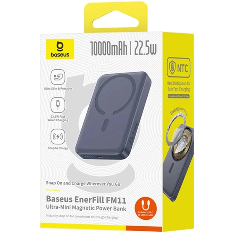 Портативное ЗУ Power Bank Baseus EnerFill FM11 Ultra-Mini 22.5W с БЗУ 10000mAh (P1008210E123) – Space Grey. Фото 2 из 2