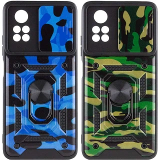Ударостійкий чохол камуфляж Serge Ring зi шторкою на камеру на Xiaomi Poco X4 Pro 5G фото 1 з 2