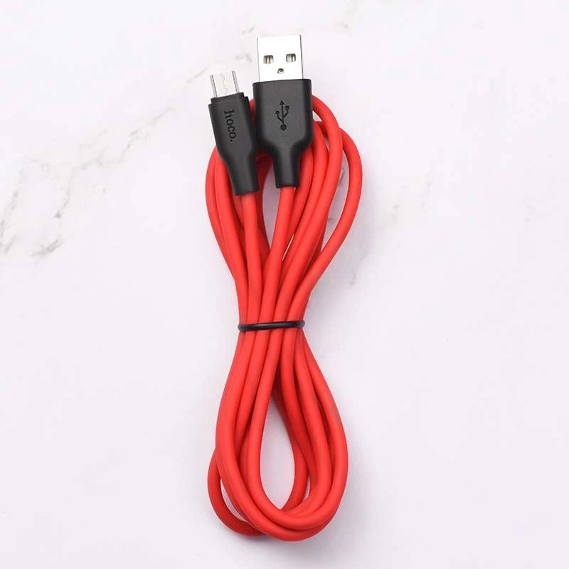 Дата кабель Hoco X21 Plus Silicone MicroUSB Cable (1m) – Black / Red. Фото 2 з 5