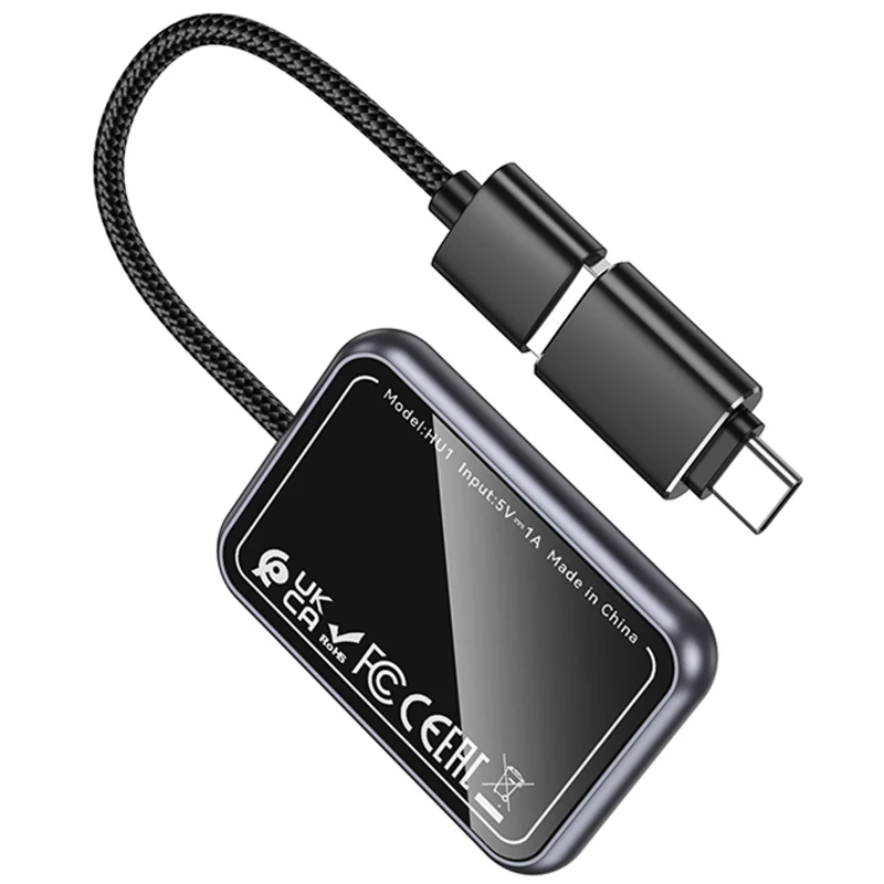 Адаптер Hoco HU1 Way car wireless CarPlay – Metal grey. Фото 6 из 6