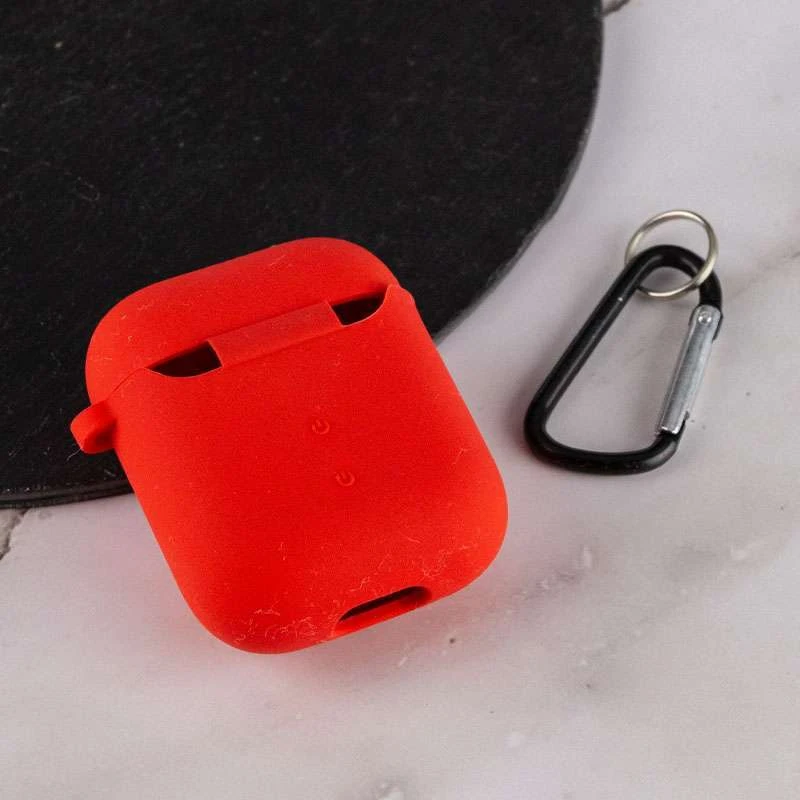 Силіконовий футляр з мікрофіброю для навушників Airpods 1/2 – Червоний / Red. Фото 3 з 5