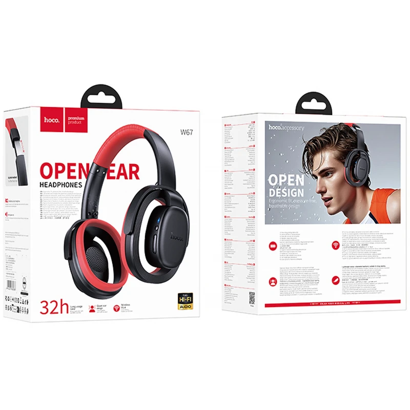 Накладні бездротові навушники Hoco W67 Rhyme Open Ear – Black. Фото 3 з 3