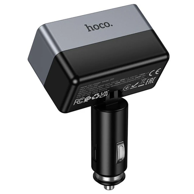 АЗУ Hoco Z65A Smart cigarette lighter PD45W (1USB-A/2C) – Black. Фото 4 из 4