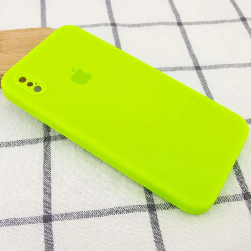 Чохол Silicone Case Square з захистом камери на Apple iPhone XS (5.8") – Салатовий / Neon green. Фото 2 з 3