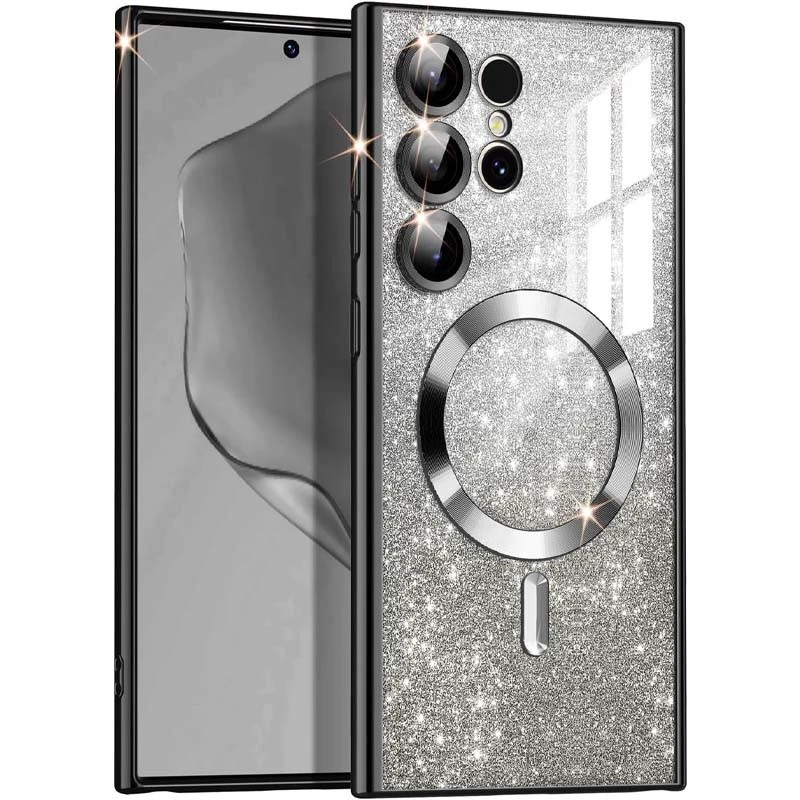 Чохол з блискітками, захисними лінзами на камеру та MagSafe на Samsung Galaxy S26 Ultra – Чорний / Black. Фото 1 з 4