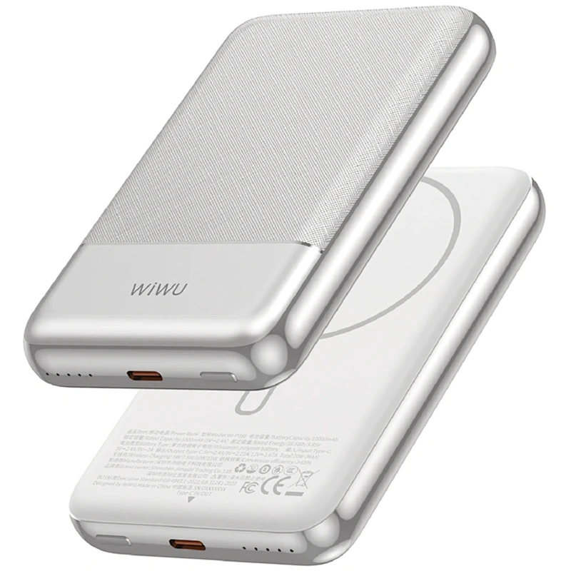 Портативное ЗУ Power Bank WIWU P089 Seraph PD20W с БЗУ 10000 mAh – silver. Фото 3 из 4