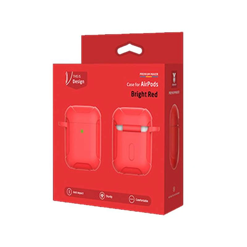 Силиконовый футляр Armor с карабином для Airpods – Красный. Фото 3 из 3