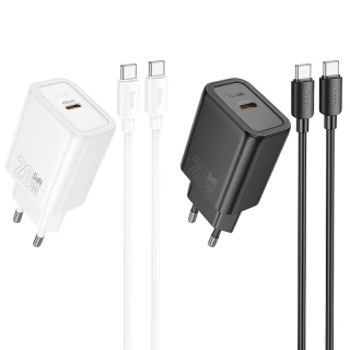 СЗУ Hoco N60 Gentle PD20W (1USB-C) + кабель Type-C to Type-C фото 1 СЗУ Hoco N60 Gentle PD20W (1USB-C) + кабель Type-C to Type-C фото 1 из 1