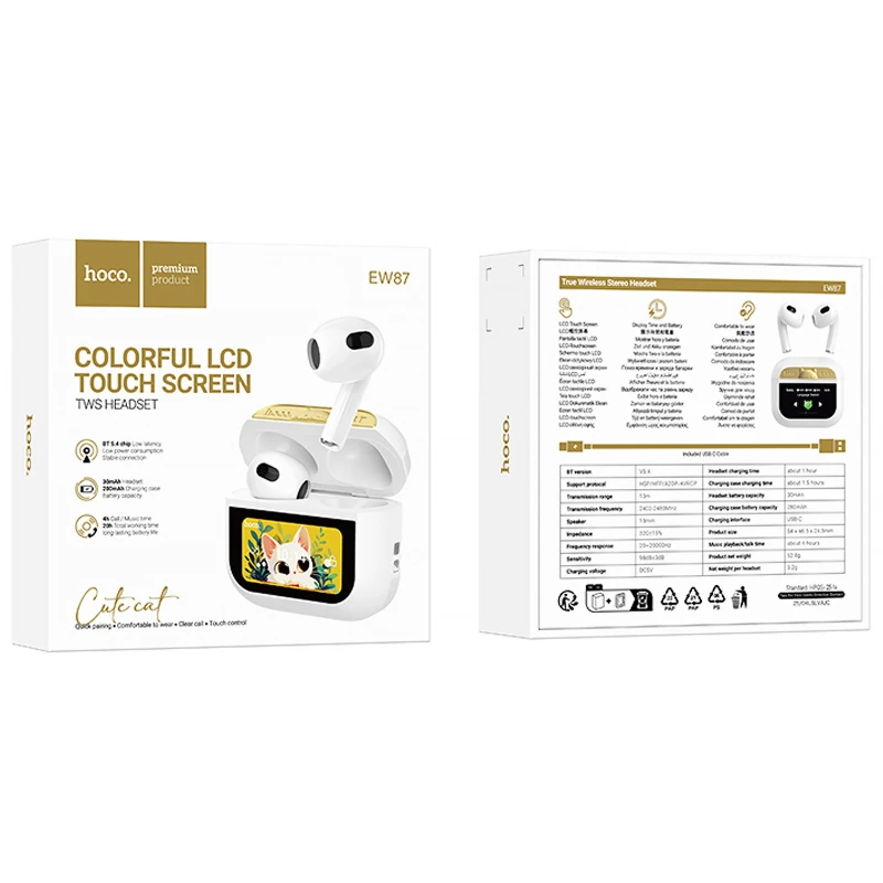 Бездротові TWS навушники Hoco EW87 Gata – White. Фото 2 з 7
