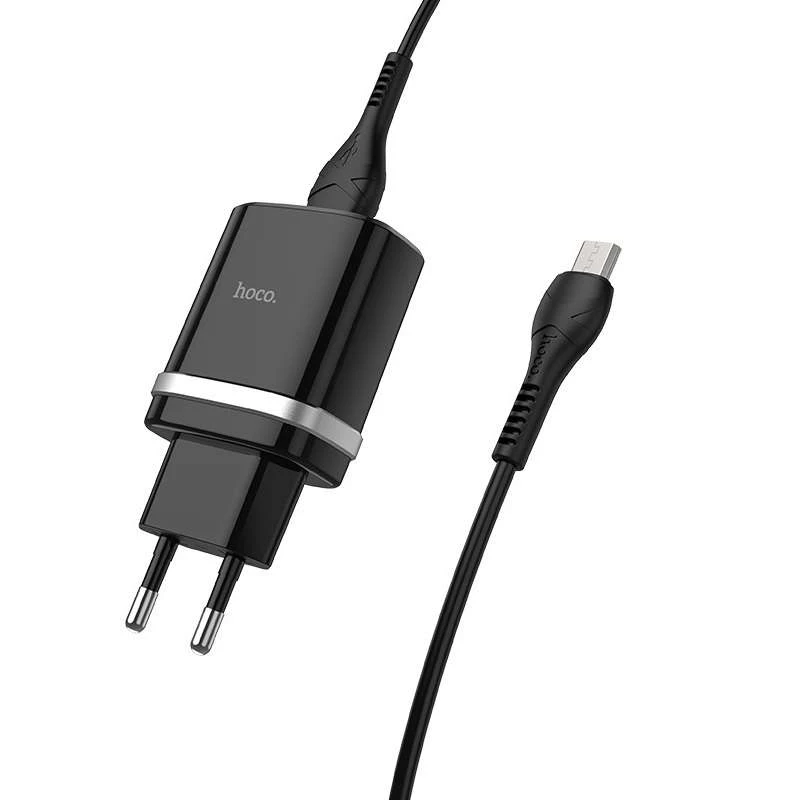 

СЗУ Hoco C12Q Smart QC3.0 (1USB/3A) + MicroUSB (Черный), Чорний