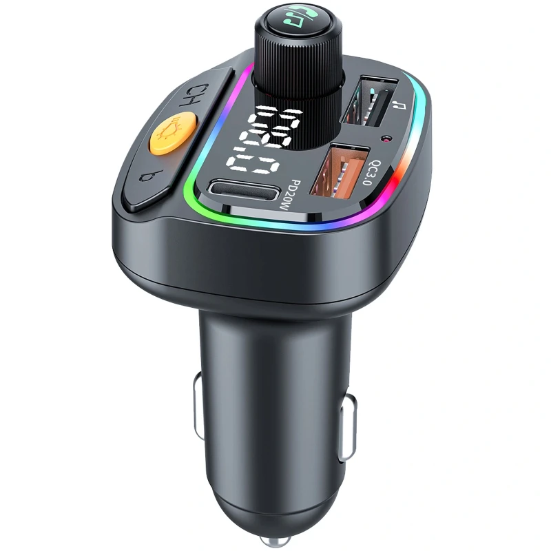 АЗП FM модулятор WIWU QC031 MP3 Car PD20W+QC3.0 (2USB-A/1C) – Black. Фото 5 з 8