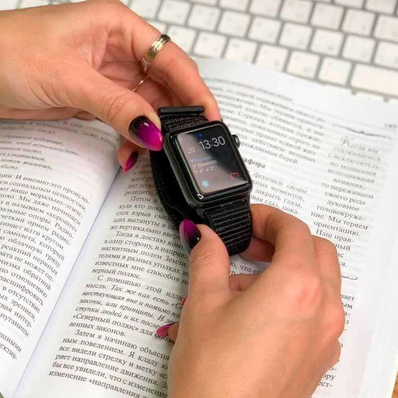 Ремінець Nylon для Apple watch 42mm/44mm – Чорний / Black. Фото 3 з 3