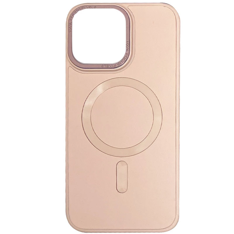 Кожаный чехол Bonbon с металлическими кнопками и MagSafe на Apple iPhone 15 (6.1") – Розовый / Light pink. Фото 1 из 10