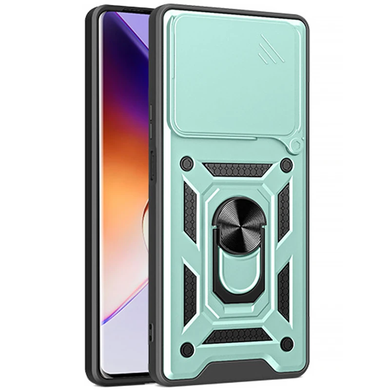 Ударопрочный чехол Ummi Camshield Serge Ring (in box) для Xiaomi Poco F7 – Зеленый / Green. Фото 2 из 3