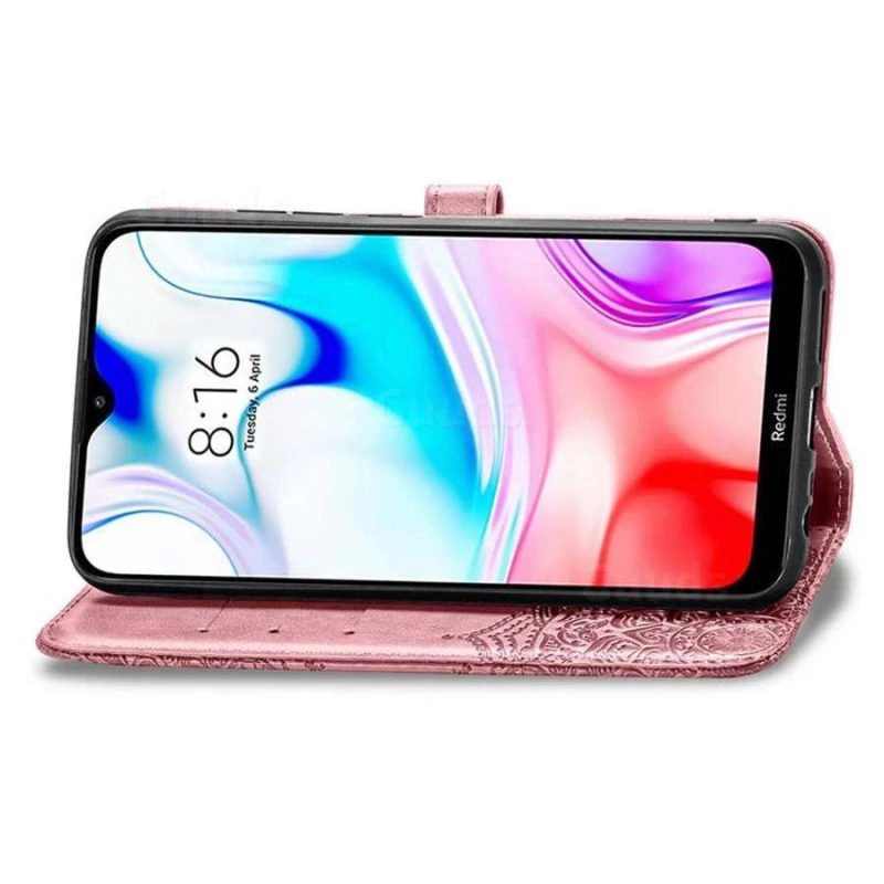 Кожаный чехол-книжка Art Case с визитницей для Xiaomi Redmi 8 – Розовый. Фото 3 из 4