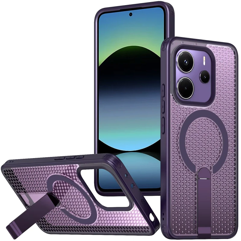 Чохол TPU Breeze with MagSafe stand для Xiaomi Redmi Note 14 4G (Europe version) – Purple. Фото 2 з 3
