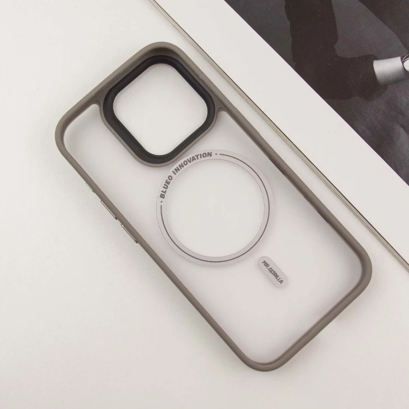 TPU+PC чохол Blueo Skin Friendly Frosted with MagSafe для Apple iPhone 16 Pro Max – Сірий. Фото 6 з 13