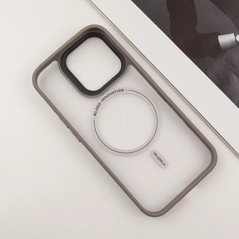 TPU+PC чохол Blueo Skin Friendly Frosted with MagSafe для Apple iPhone 16 Pro – Сірий / Grey. Фото 6 з 13