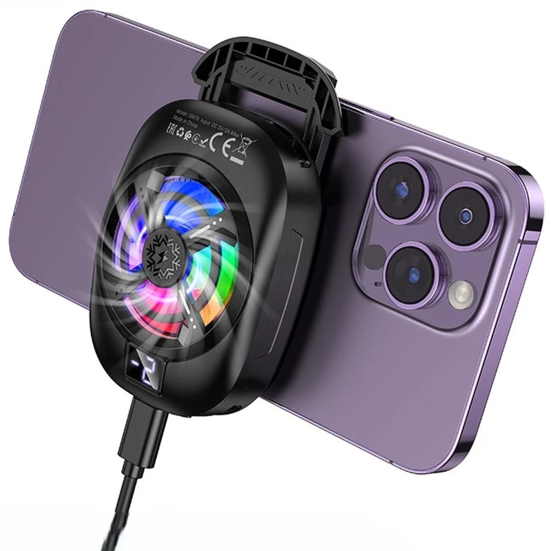 Охолоджуючий кулер для мобільного телефону Hoco GM76 Blue diamond – Black. Фото 4 з 5