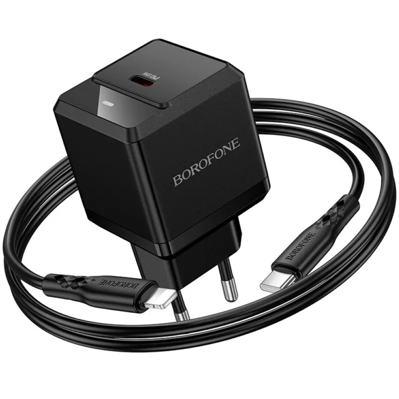 МЗП Borofone BN18 Intenso PD20W (1USB-C) + кабель Type-C to Lightning – Black. Фото 3 з 4