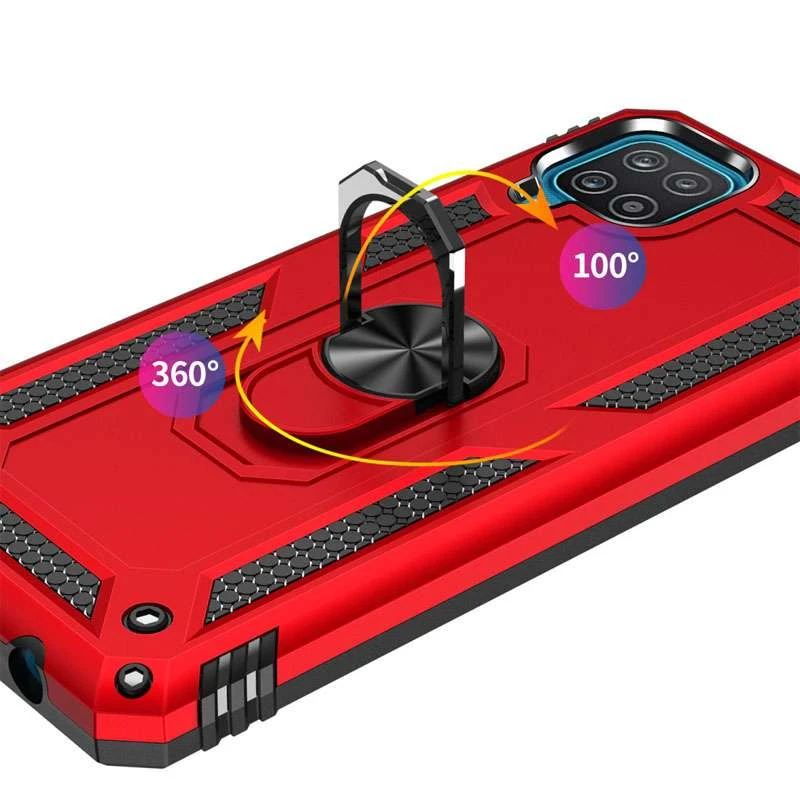 Протиударний чохол Serge Ring з кільцем на Samsung Galaxy A12 – Червоний. Фото 3 з 7