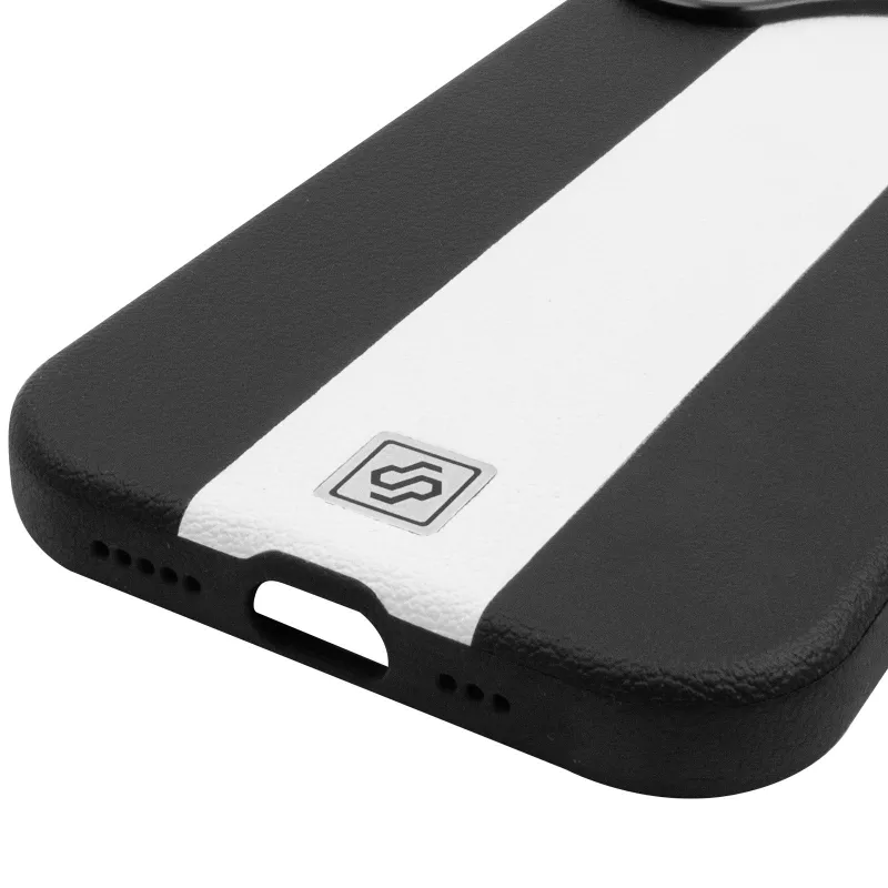 Кожаный чехол Rally with MagSafe для Apple iPhone 17 (6.3") – Black / White. Фото 6 из 6