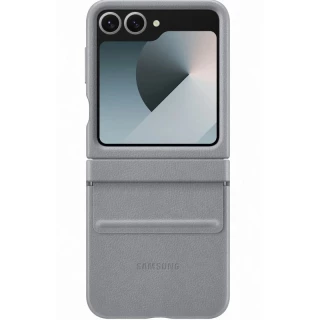 Кожаный чехол Leather Case Premium для Samsung Galaxy Z Flip7 — Light Gray