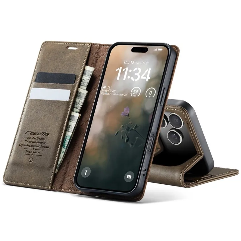 Шкіряний чохол-книжка CaseMe Velvet Matte для Apple iPhone 18 Pro Max – Coffee. Фото 4 з 5