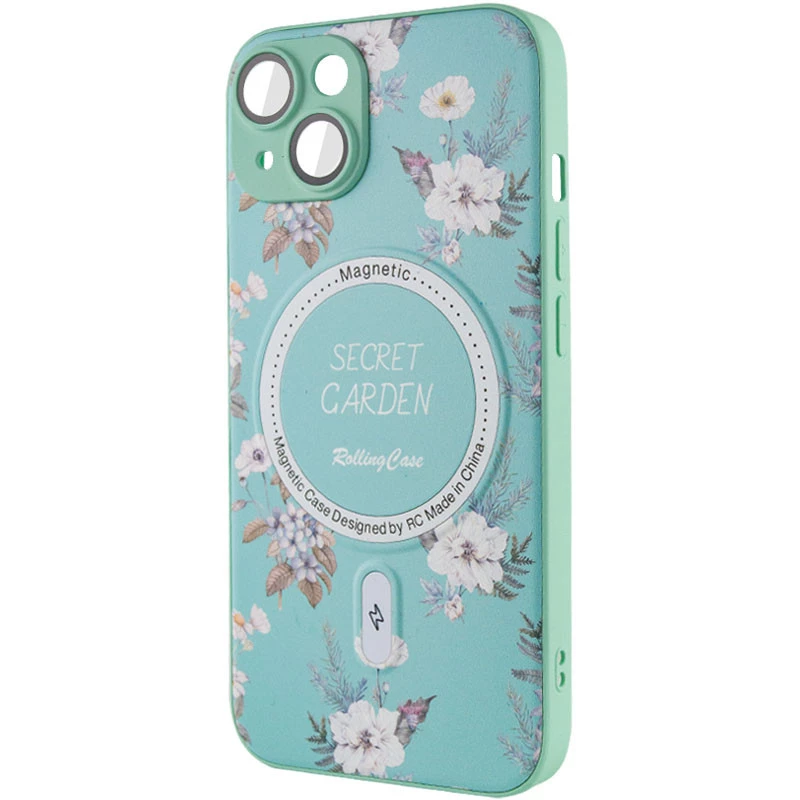 TPU+PC чехол Secret Garden с MagSafe для Apple iPhone 15 (6.1") – Mint. Фото 3 из 4