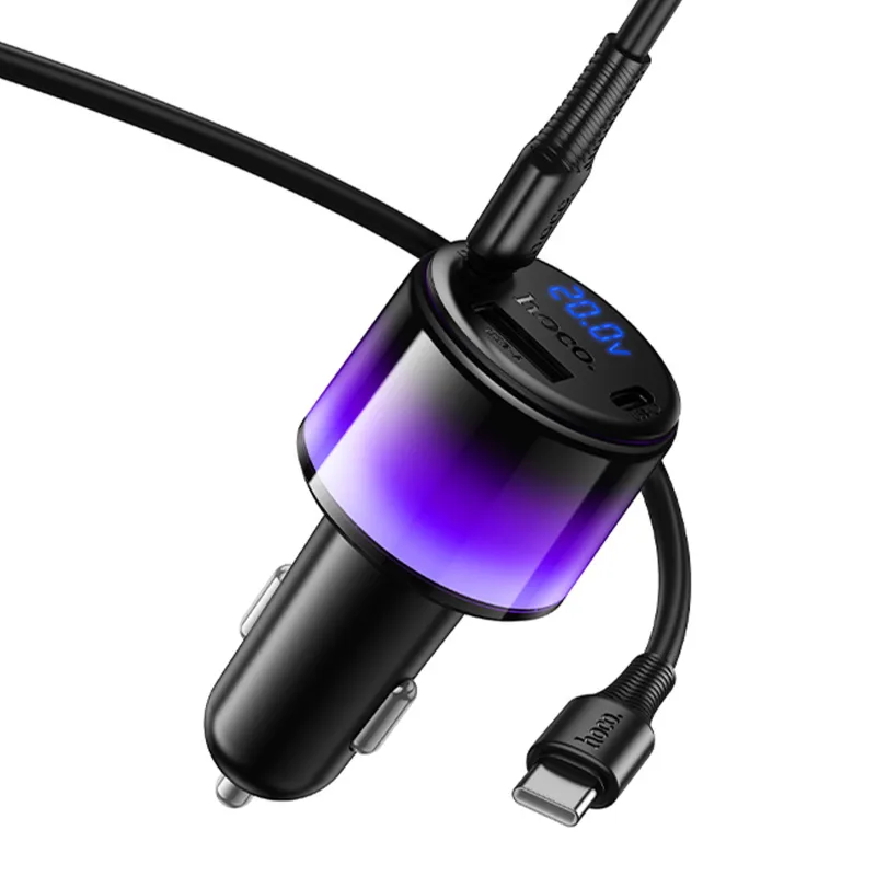 АЗУ Hoco Z69A Vivido PD37W+QC3.0 (1USB-A/2C) + кабель Type-C to Type-C – Black. Фото 4 из 6