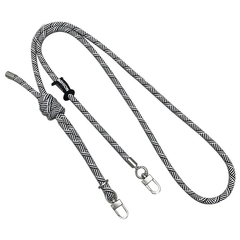 Шнурок с двумя креплениями (8мм) 150см – Black / White Pattern. Фото 2 из 3