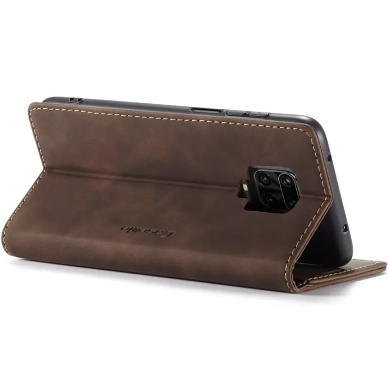 Кожаный чехол-книжка CaseMe Velvet Nubuck для Xiaomi Redmi Note 9s / Note 9 Pro / Note 9 Pro Max – Coffee. Фото 5 из 5