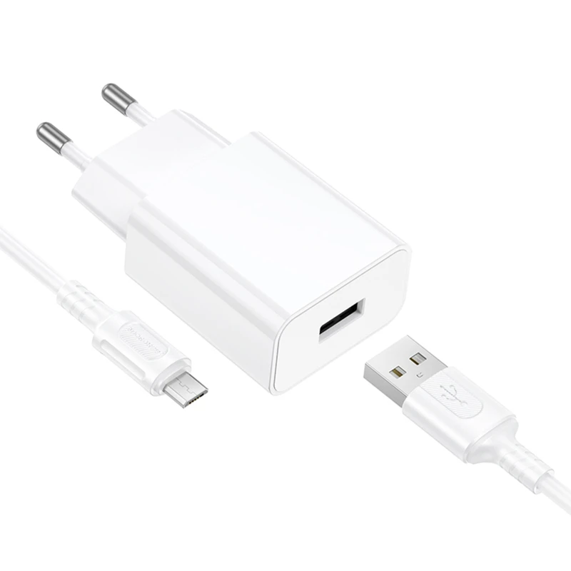 МЗП Borofone BA110A Lemi 7.5W (1USB-A) + кабель USB to MicroUSB – White. Фото 6 з 6