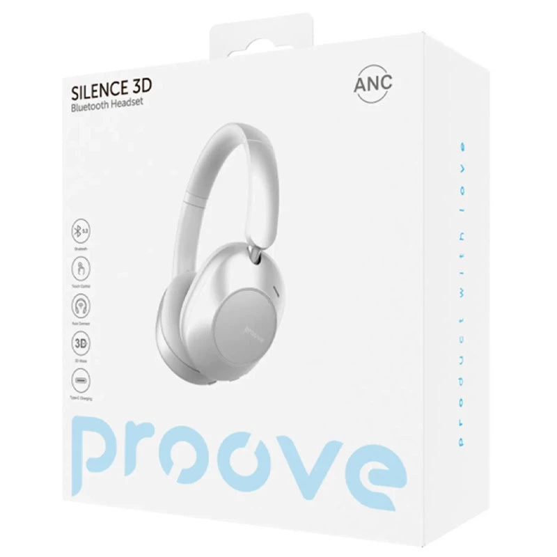 Бездротові навушники Proove Silence 3D with ANC – Light Gray. Фото 2 з 2
