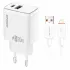 СЗУ Amaya E67D PD20W+QC3.0 (1USB-A/1C) + кабель USB to Lightning – White. Фото 1 из 2