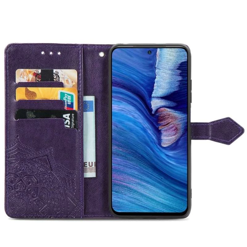 Кожаный чехол-книжка Art Case с визитницей для Xiaomi Redmi Note 10 5G – Фиолетовый. Фото 3 из 5