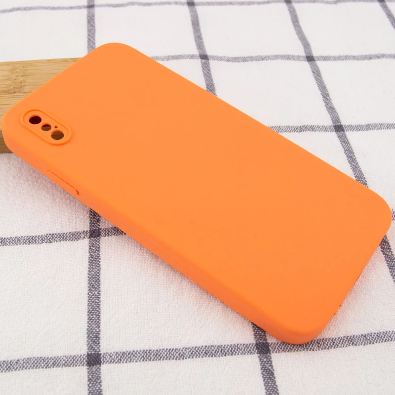 Чехол Silicone Case Square L с защитой камеры для Apple iPhone XS (5.8") – Оранжевый / Papaya. Фото 2 из 3