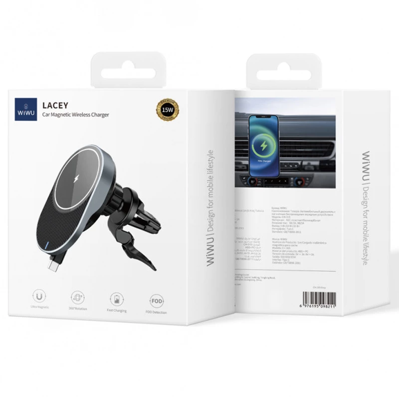 Автотримач з БЗП WIWU CH-315 – Gray. Фото 10 з 11