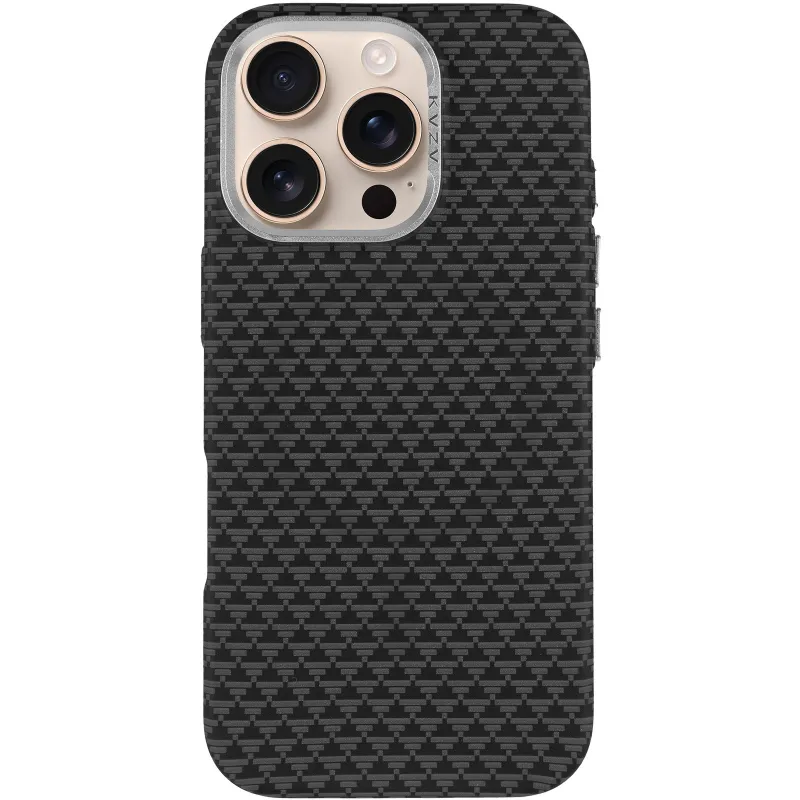 Чехол TPU+PC KVZV Triangular Pattern with Magnetic Fit для Apple iPhone 16 Pro Max – Black. Фото 3 из 7