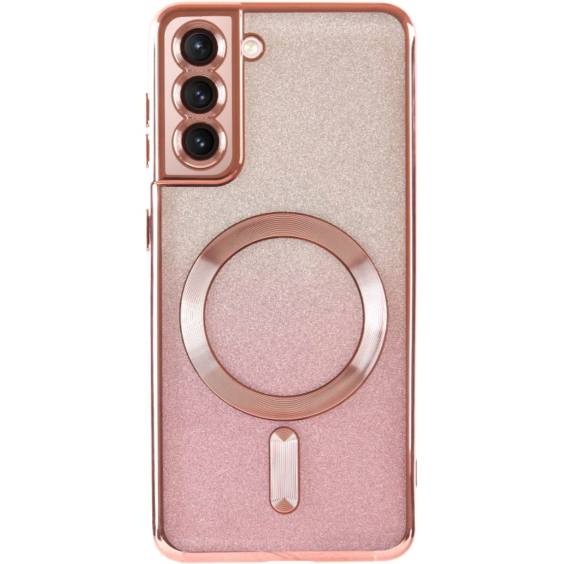 Чохол з блискітками, захисними лінзами на камеру та MagSafe на Samsung Galaxy S21 FE – Рожевий / Rose Gold. Фото 6 з 12