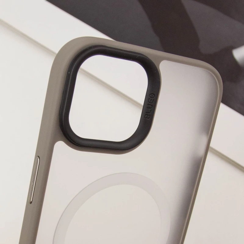 TPU+PC чехол Blueo Skin Friendly Frosted with MagSafe для Apple iPhone 15 (6.1") – Серый. Фото 6 из 9