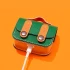 Кожаный футляр Briefcase для наушников AirPods 3 – Green / Orange. Фото 4 из 5