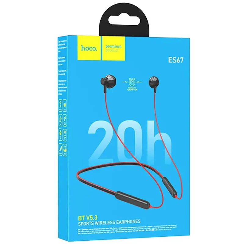 Bluetooth Навушники Hoco ES67 Perception neckband – Red. Фото 4 з 4