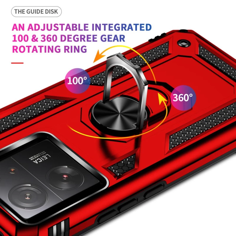 Противоударный чехол Serge Ring с кольцом для Xiaomi 13T – Красный. Фото 4 из 7