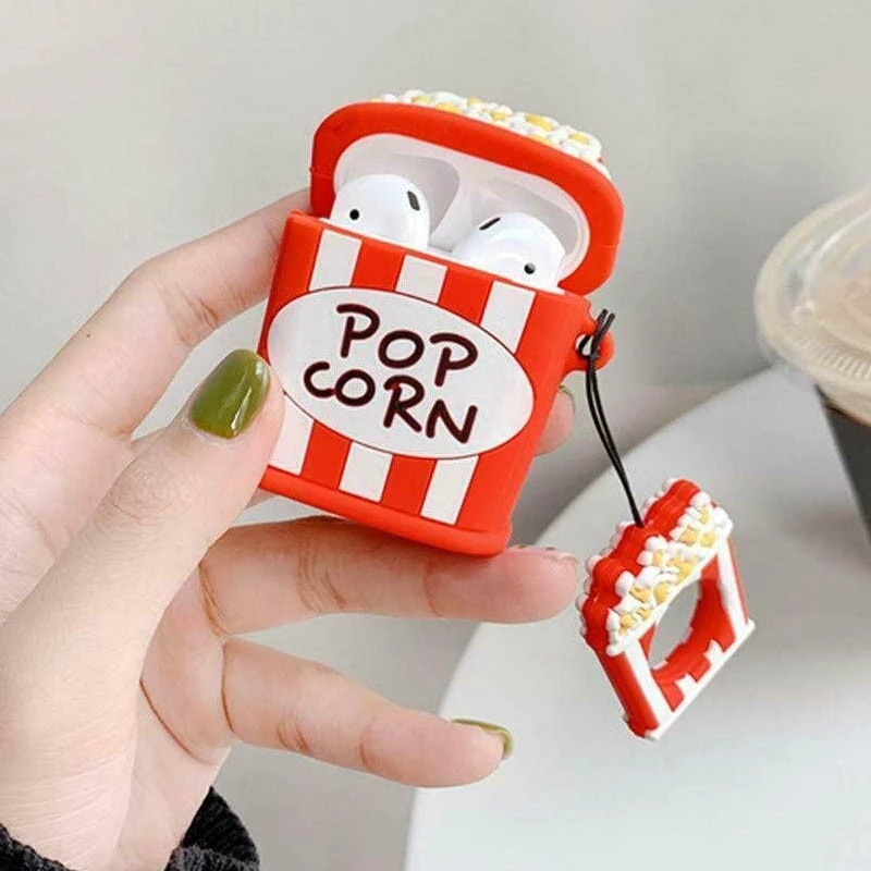 Силіконовий футляр Food для навушників AirPods 1/2 + кільце – Поп-корн. Фото 2 з 2