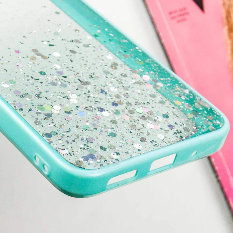 Чохол з блискітками та захистом камери на Xiaomi Redmi 12C / Poco C55 – Бірюзовий. Фото 9 з 9