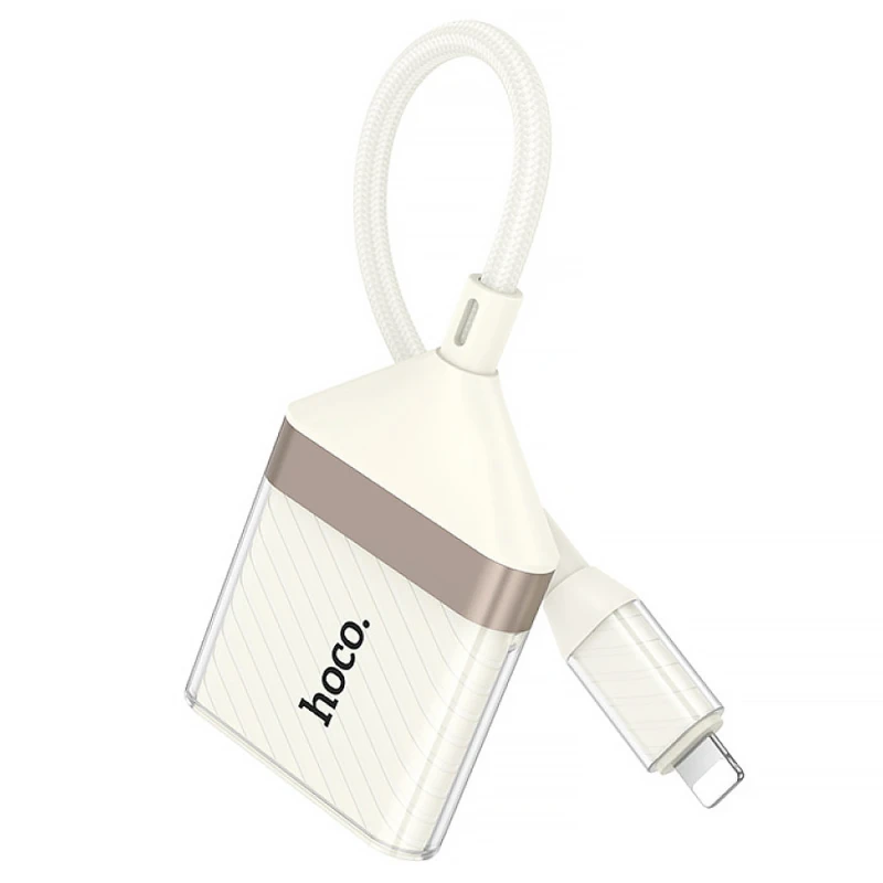Перехідник Hoco UA40 Crystal 2in1 Lightning to SD/TF (0.15m) – Apricot. Фото 2 з 5