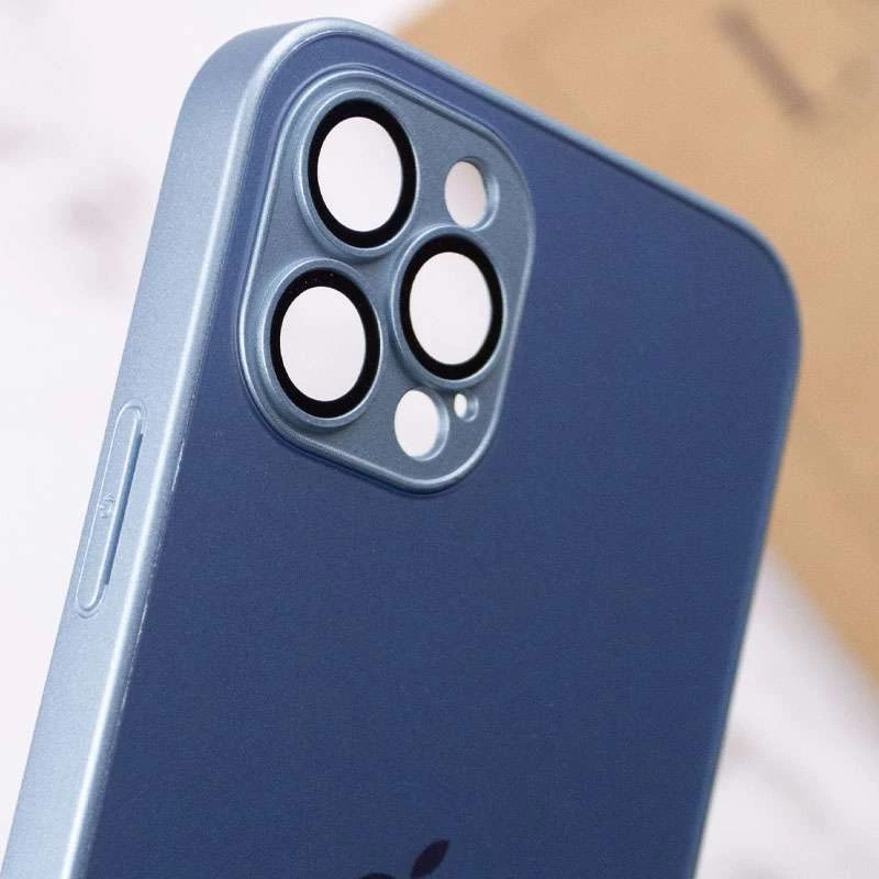 Силиконовый сапфирный чехол со стеклянной поверхностью на Apple iPhone 12 Pro (6.1") – Sierra Blue. Фото 9 из 10