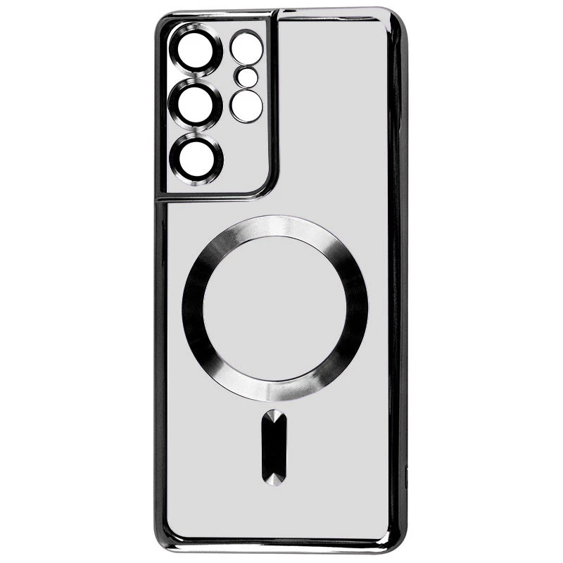 Хромовий TPU чохол з MagSafe на Samsung Galaxy S21 Ultra – Black. Фото 2 з 3